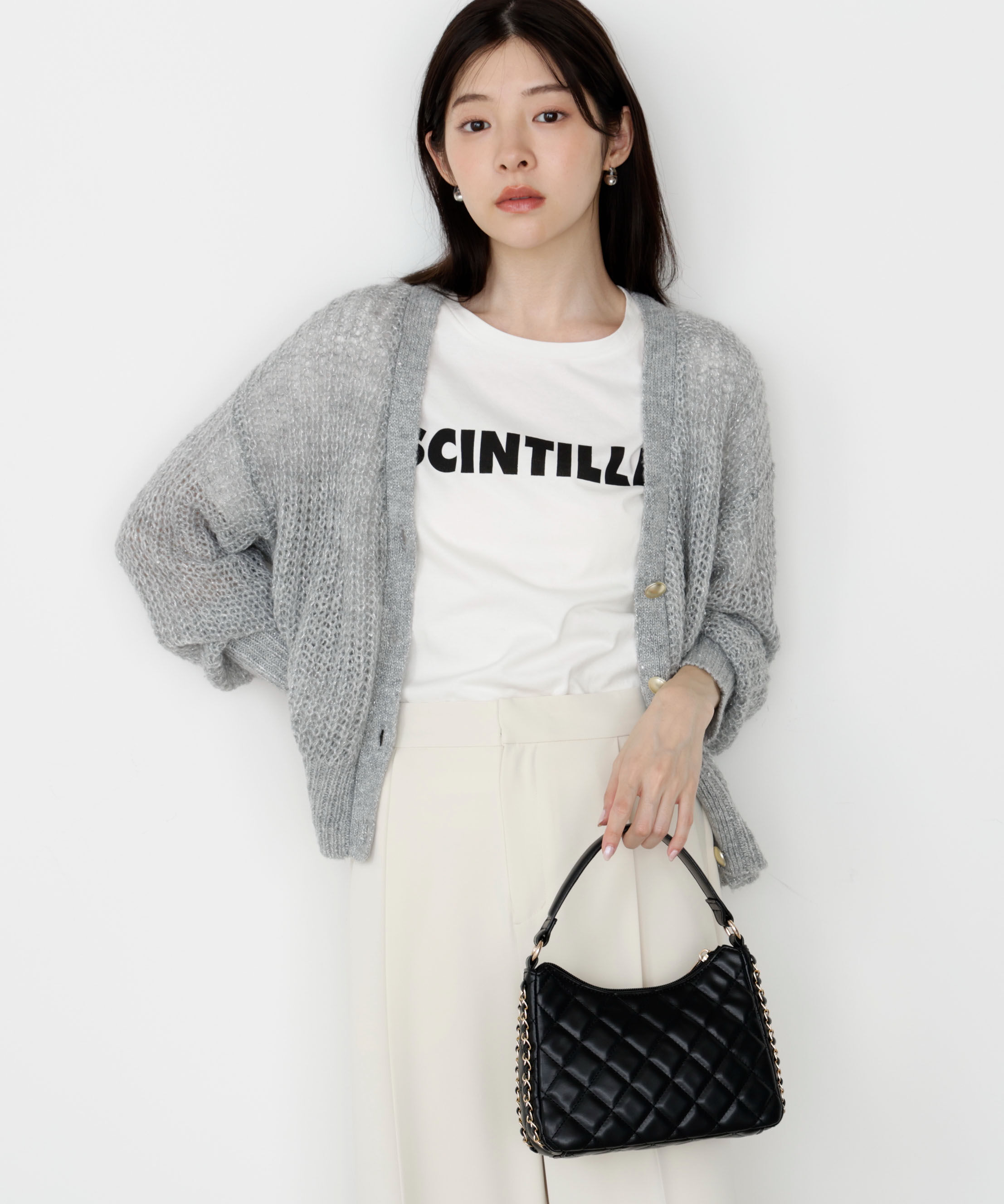 PROPORTION BODY DRESSING「スパンコール透かし編み2wayカーディガン 25AW」|カーディガン|