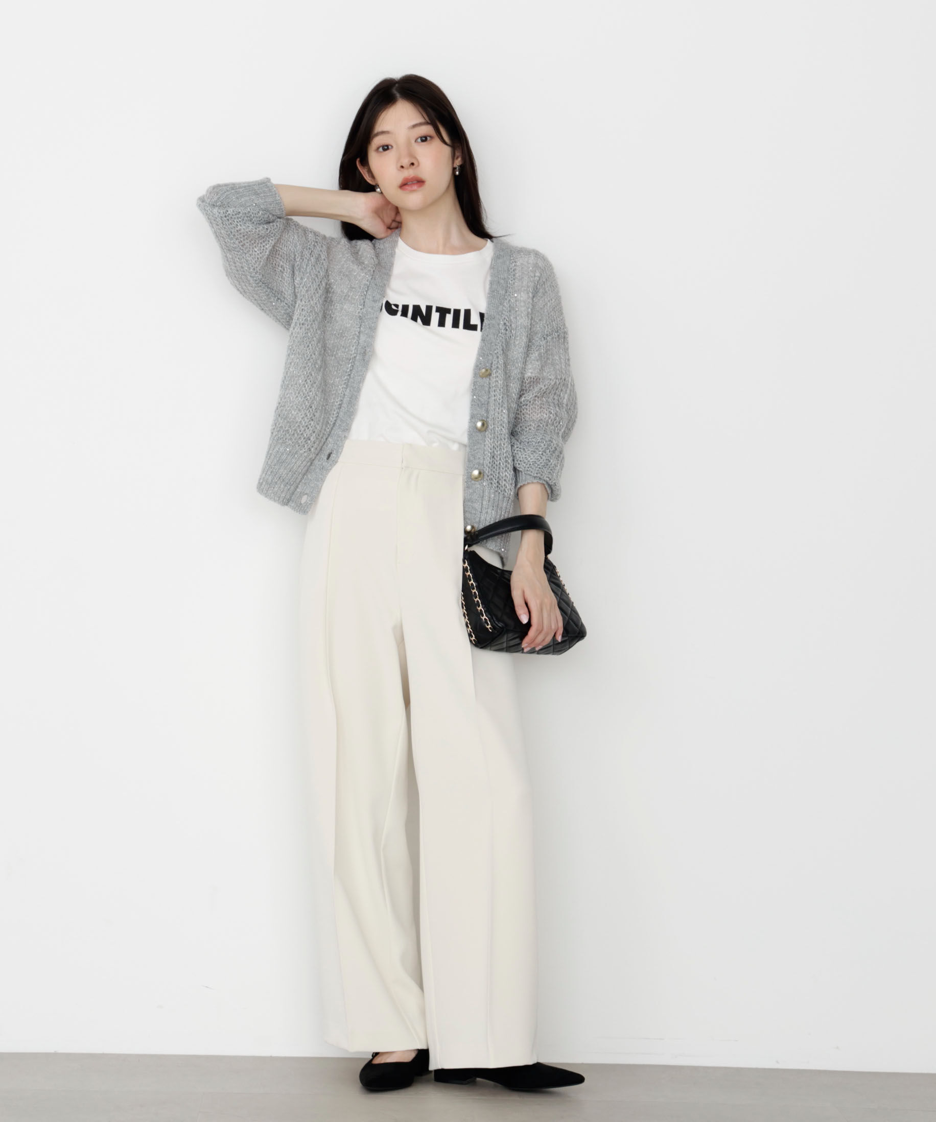 PROPORTION BODY DRESSING「スパンコール透かし編み2wayカーディガン 25AW」|カーディガン|