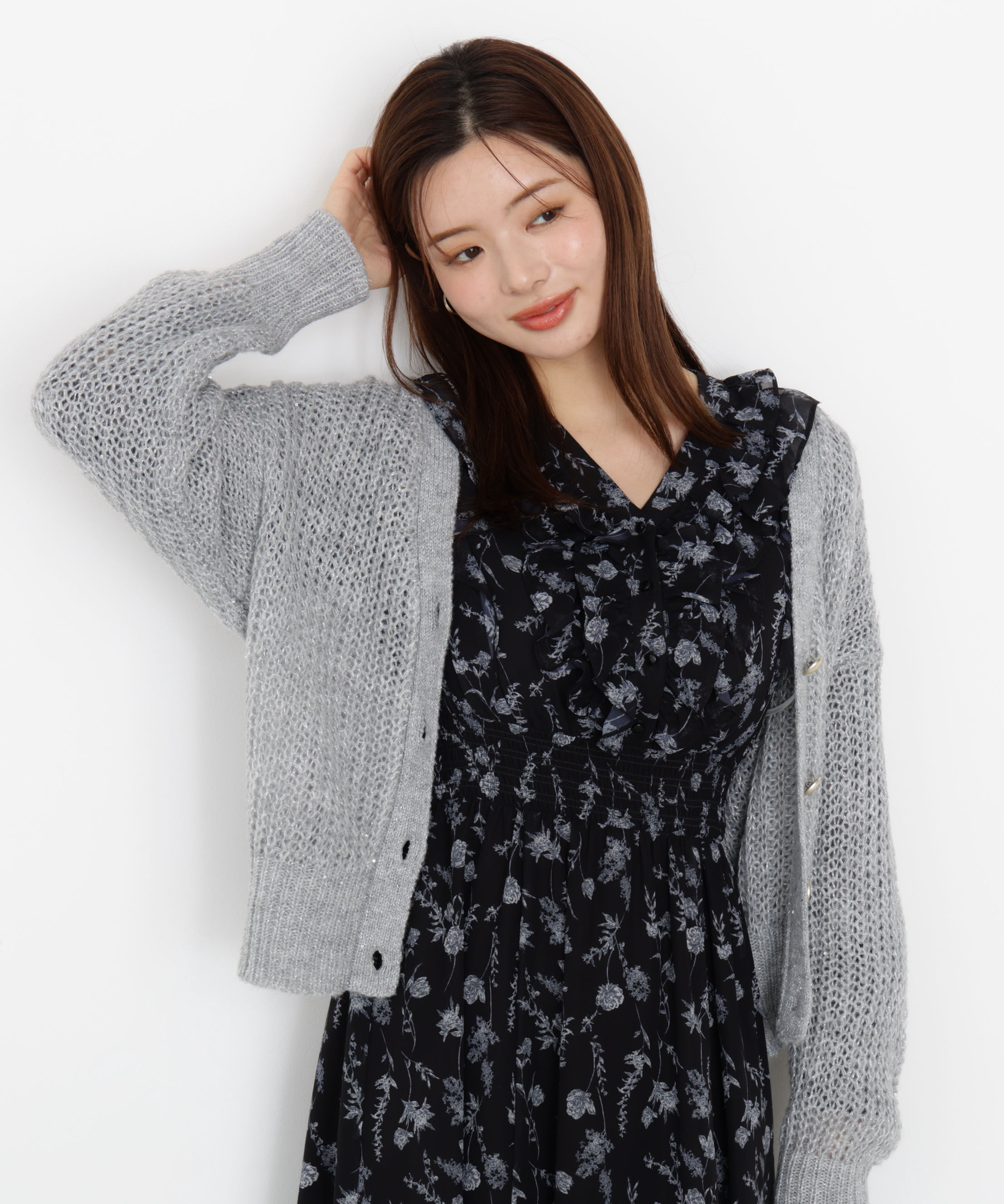 PROPORTION BODY DRESSING「スパンコール透かし編み2wayカーディガン 25AW」|カーディガン|