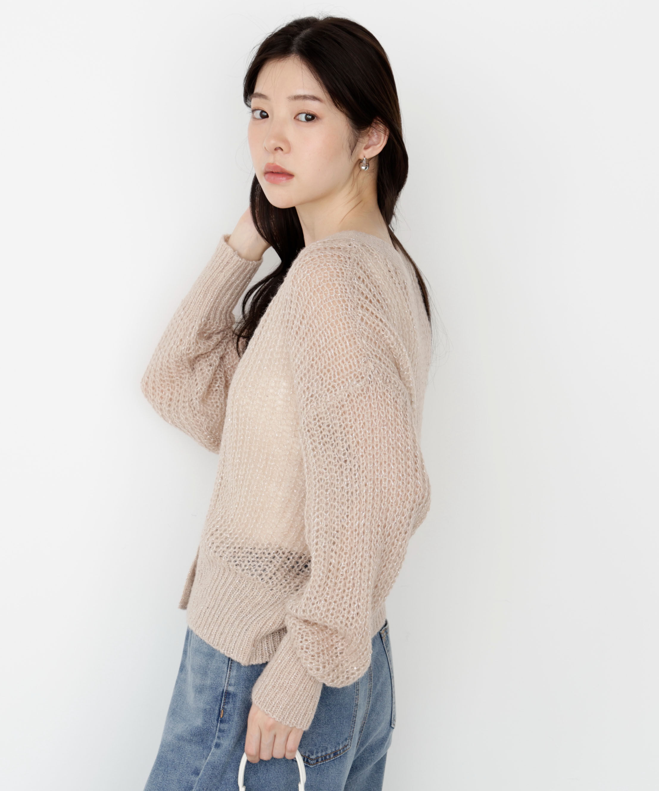 PROPORTION BODY DRESSING「スパンコール透かし編み2wayカーディガン 25AW」|カーディガン|