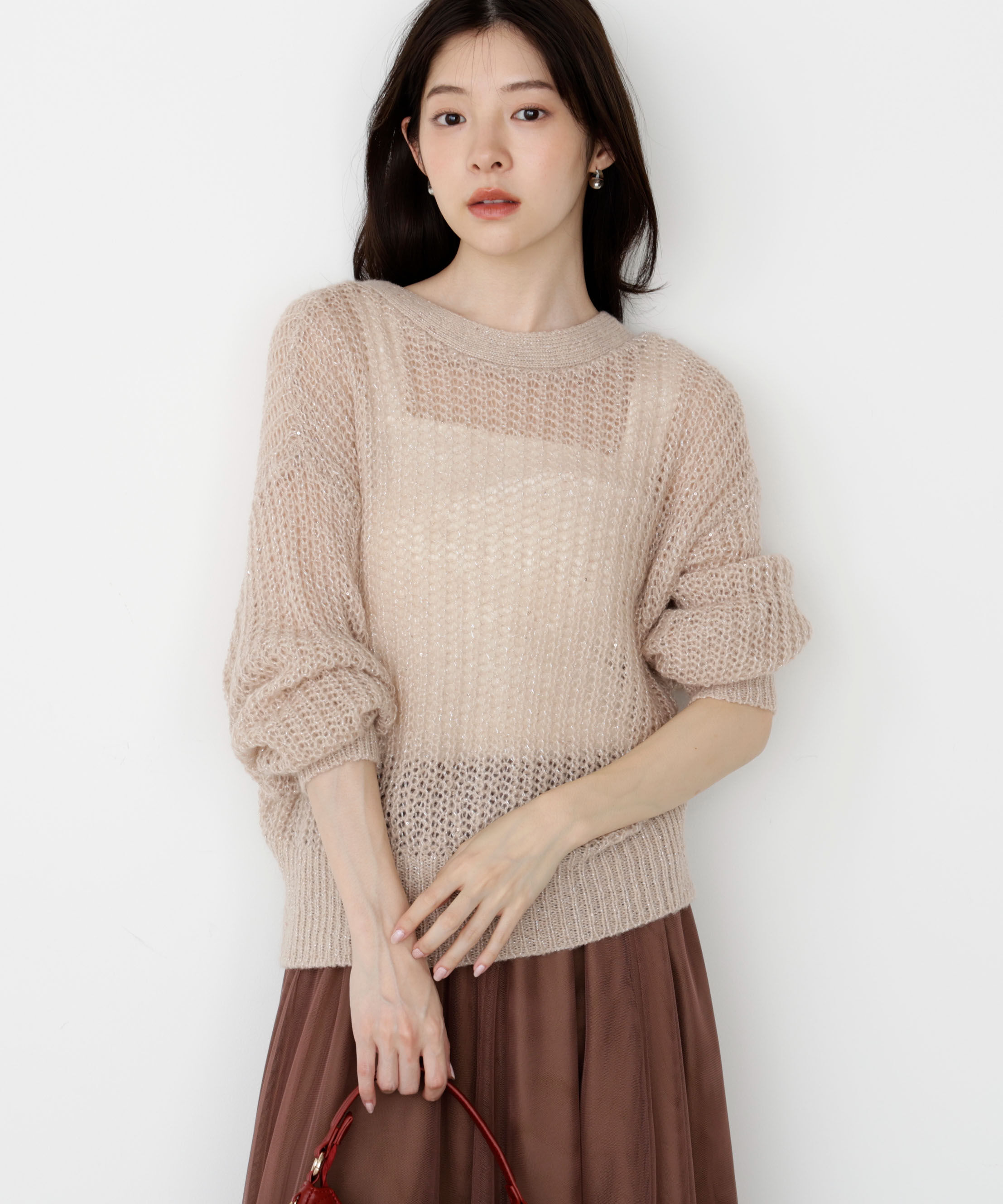 PROPORTION BODY DRESSING「スパンコール透かし編み2wayカーディガン 25AW」|カーディガン|