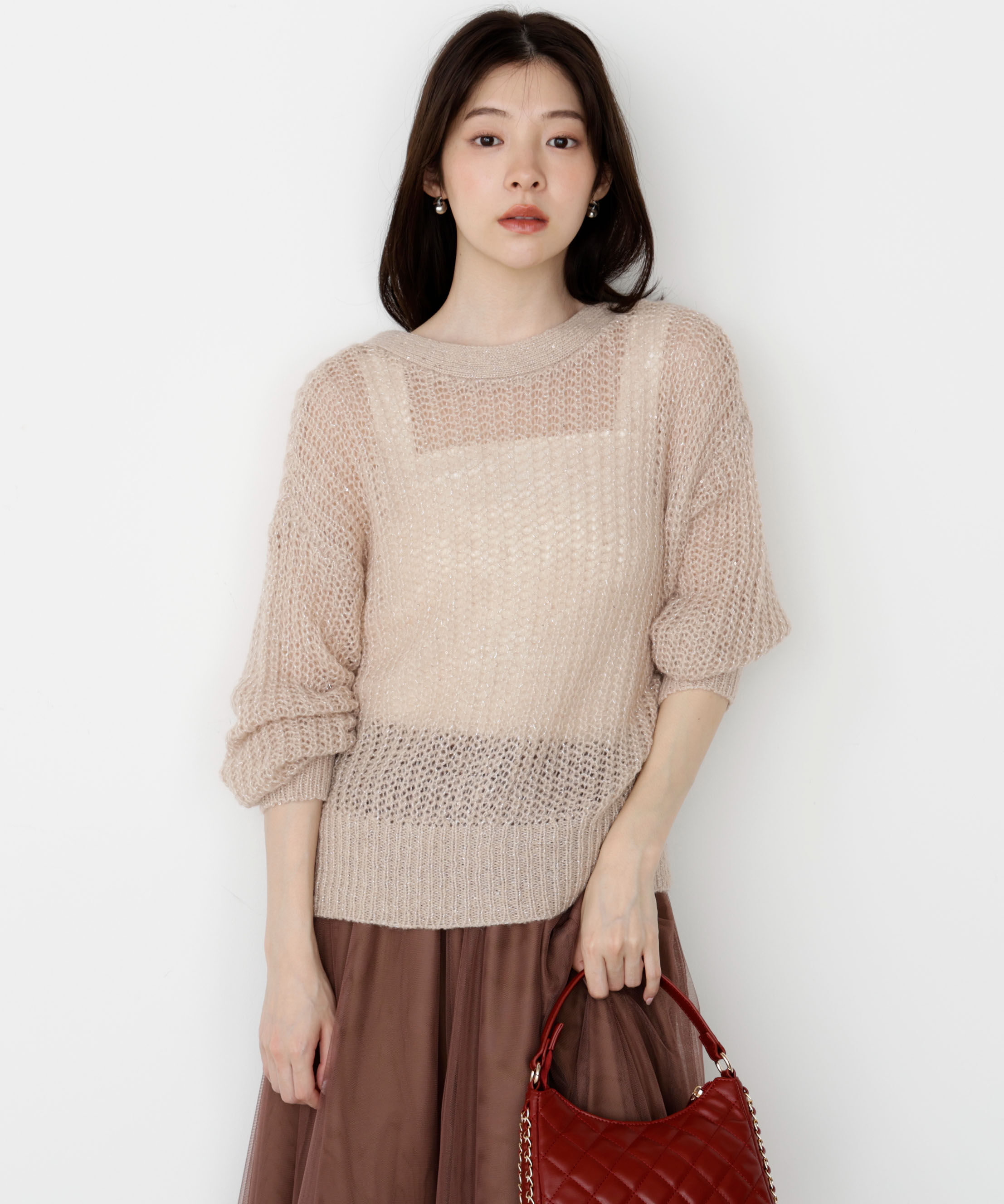 PROPORTION BODY DRESSING「スパンコール透かし編み2wayカーディガン 25AW」|カーディガン|