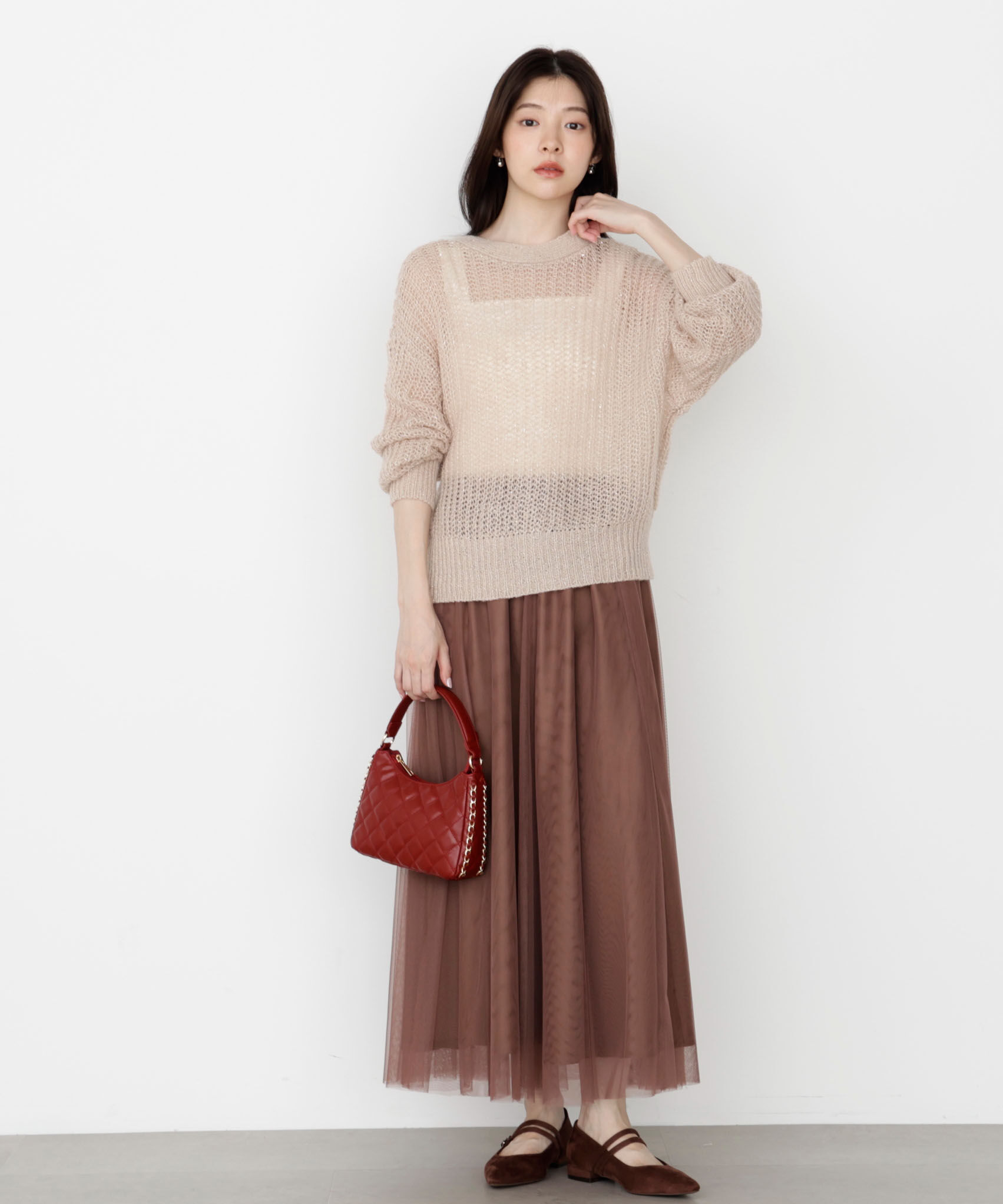 PROPORTION BODY DRESSING「スパンコール透かし編み2wayカーディガン 25AW」|カーディガン|