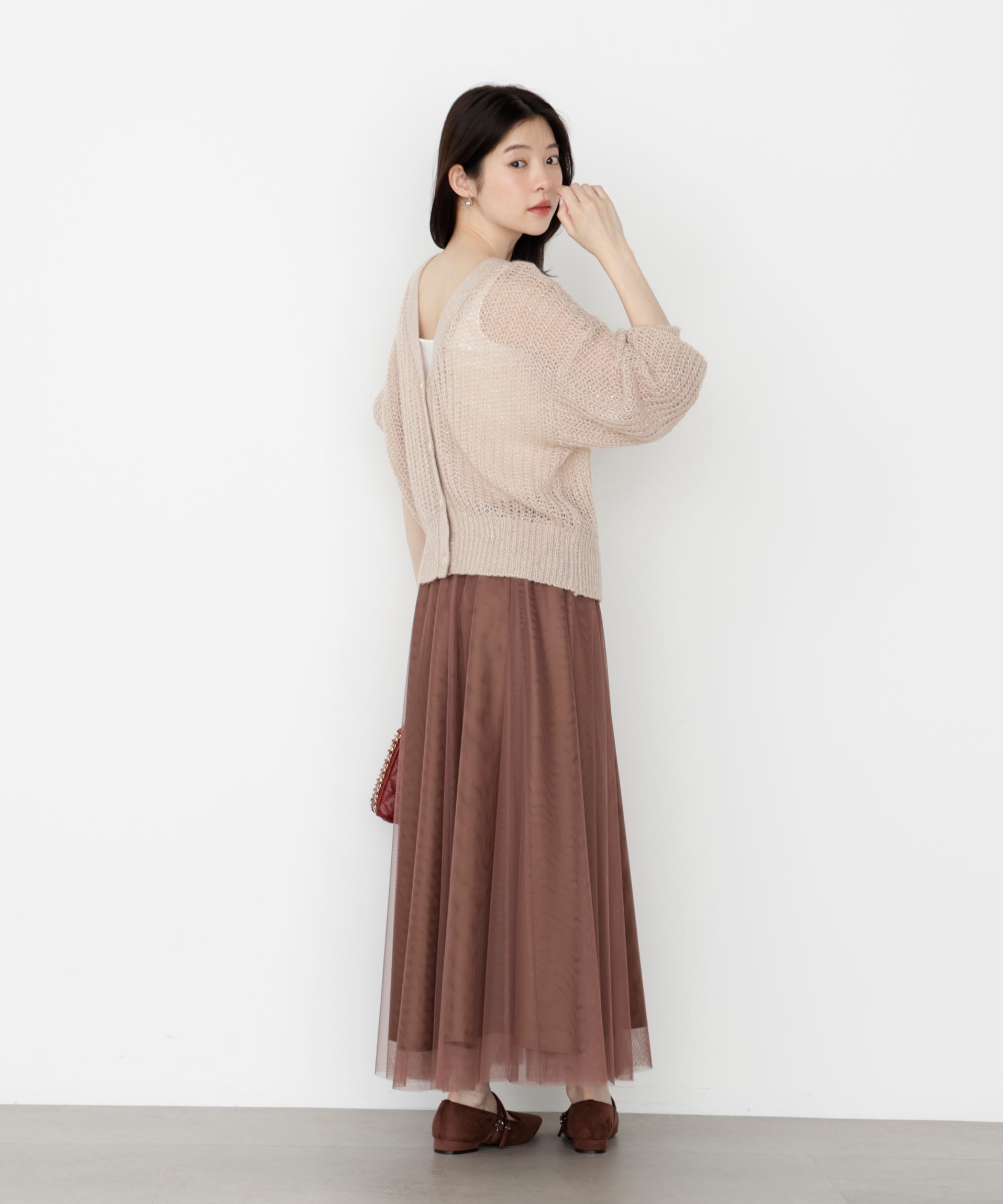 PROPORTION BODY DRESSING「スパンコール透かし編み2wayカーディガン 25AW」|カーディガン|