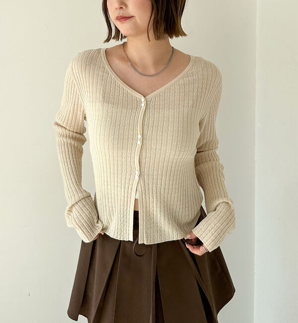 archives「ハリヌキリブシアーニットカーディガン」|カーディガン|IVORY