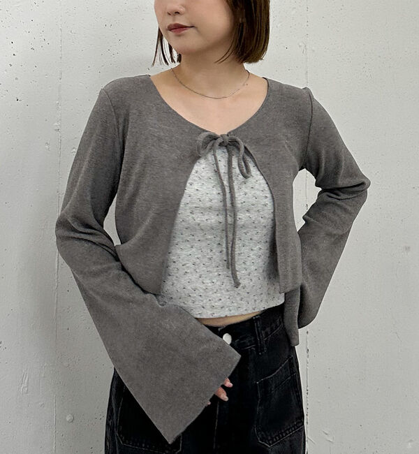 archives「起毛カットリブＣＤ&times;花柄キャミＳＥＴ」|カーディガン|GRAY