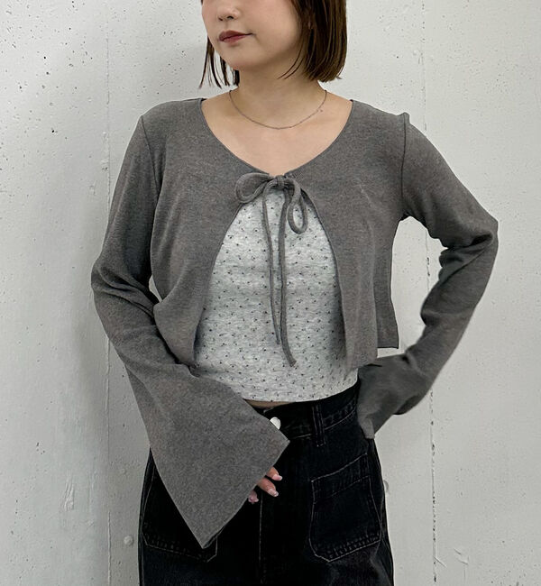 archives「起毛カットリブＣＤ&times;花柄キャミＳＥＴ」|カーディガン|