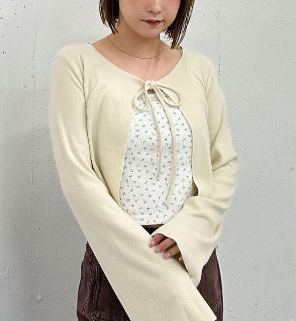 archives「起毛カットリブＣＤ&times;花柄キャミＳＥＴ」|カーディガン|IVORY