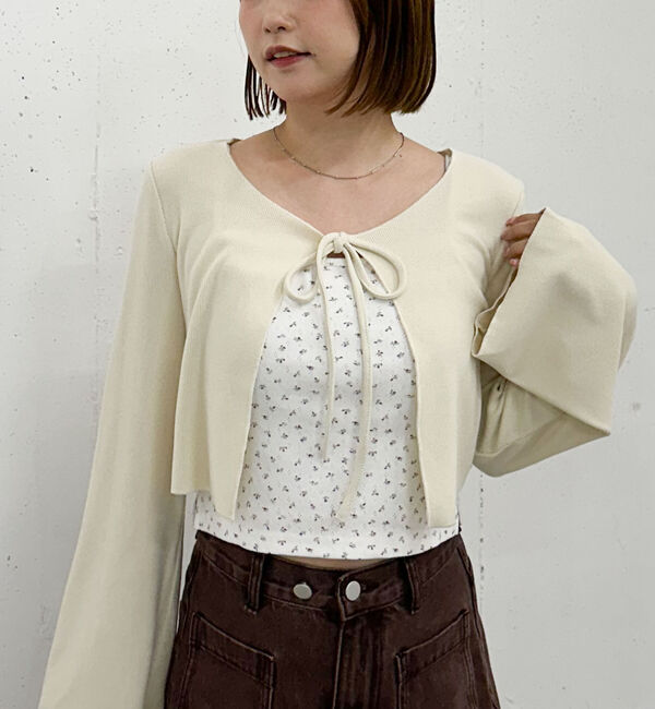 archives「起毛カットリブＣＤ&times;花柄キャミＳＥＴ」|カーディガン|