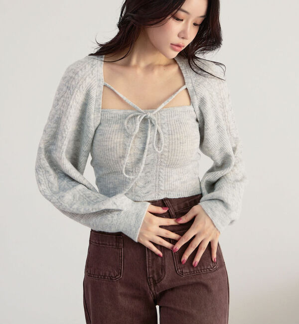 archives「ケーブルニットボレロアンサンブル」|カーディガン|