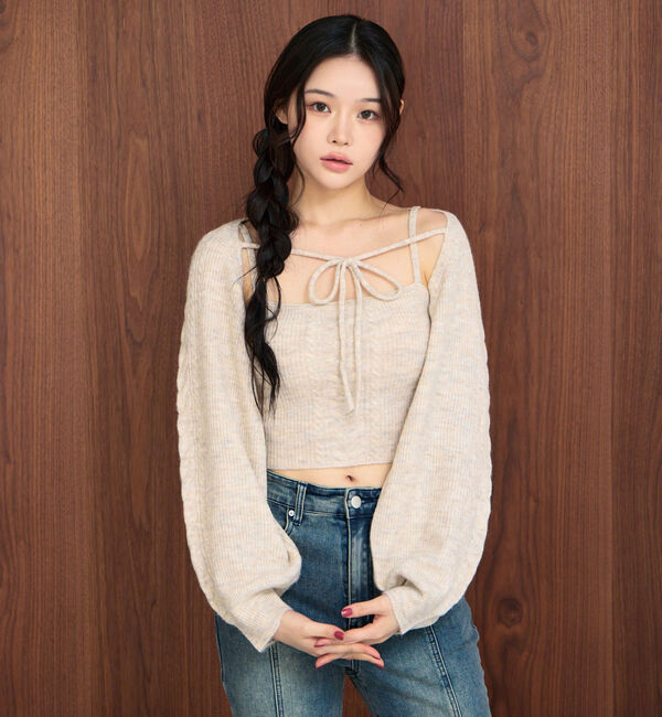 archives「ケーブルニットボレロアンサンブル」|カーディガン|