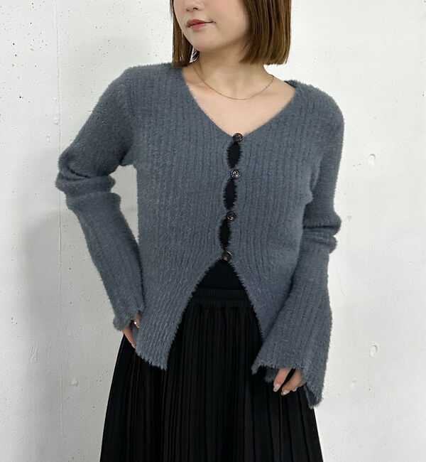 archives「Ｆボタンタイトフェザーニットカーディガン」|カーディガン|GRAY