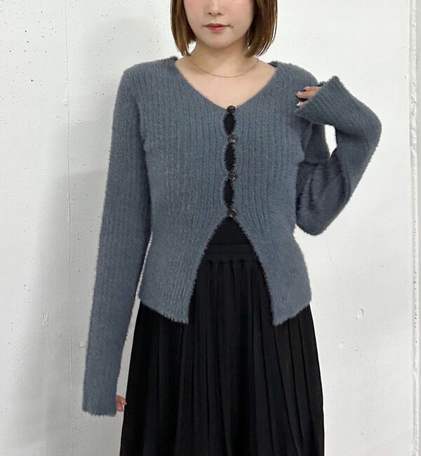 archives「Ｆボタンタイトフェザーニットカーディガン」|カーディガン|
