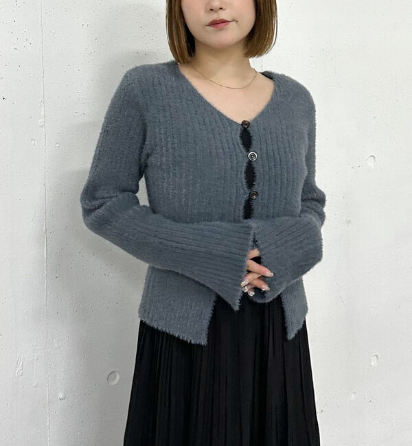 archives「Ｆボタンタイトフェザーニットカーディガン」|カーディガン|