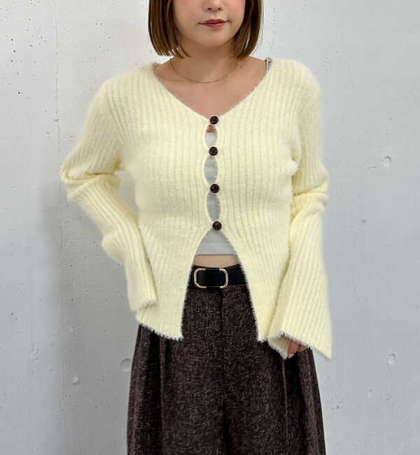 archives「Ｆボタンタイトフェザーニットカーディガン」|カーディガン|