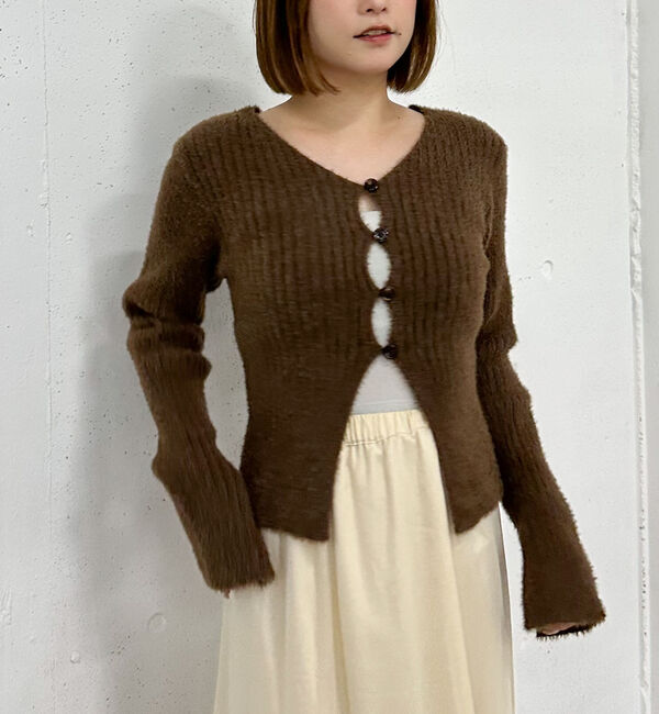 archives「Ｆボタンタイトフェザーニットカーディガン」|カーディガン|