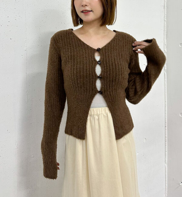 archives「Ｆボタンタイトフェザーニットカーディガン」|カーディガン|