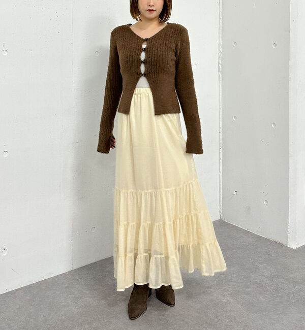 archives「Ｆボタンタイトフェザーニットカーディガン」|カーディガン|