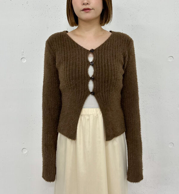 archives「Ｆボタンタイトフェザーニットカーディガン」|カーディガン|