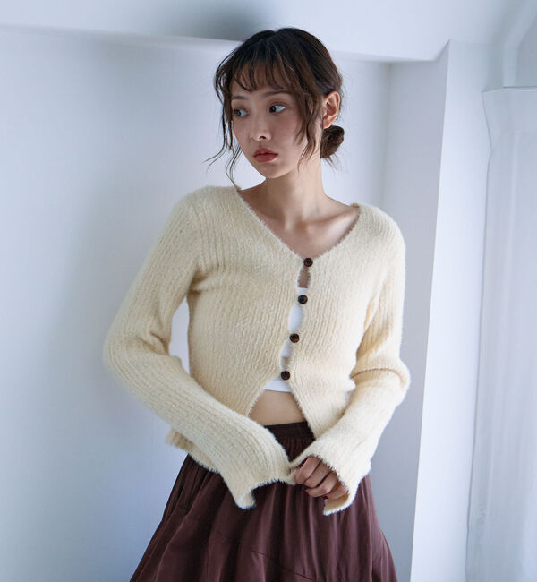 archives「Ｆボタンタイトフェザーニットカーディガン」|カーディガン|