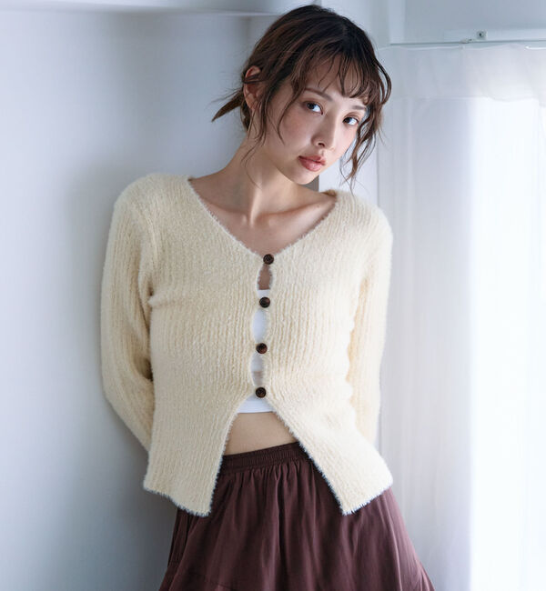 archives「Ｆボタンタイトフェザーニットカーディガン」|カーディガン|