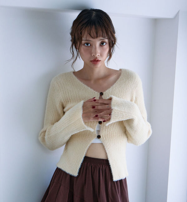 archives「Ｆボタンタイトフェザーニットカーディガン」|カーディガン|
