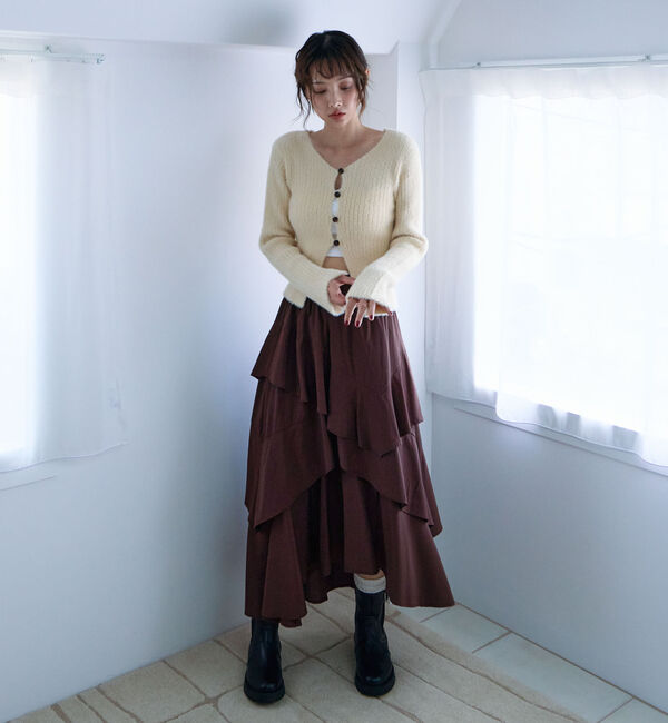 archives「Ｆボタンタイトフェザーニットカーディガン」|カーディガン|