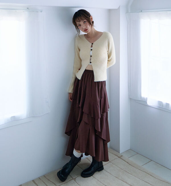 archives「Ｆボタンタイトフェザーニットカーディガン」|カーディガン|