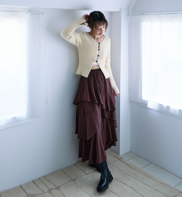 archives「Ｆボタンタイトフェザーニットカーディガン」|カーディガン|