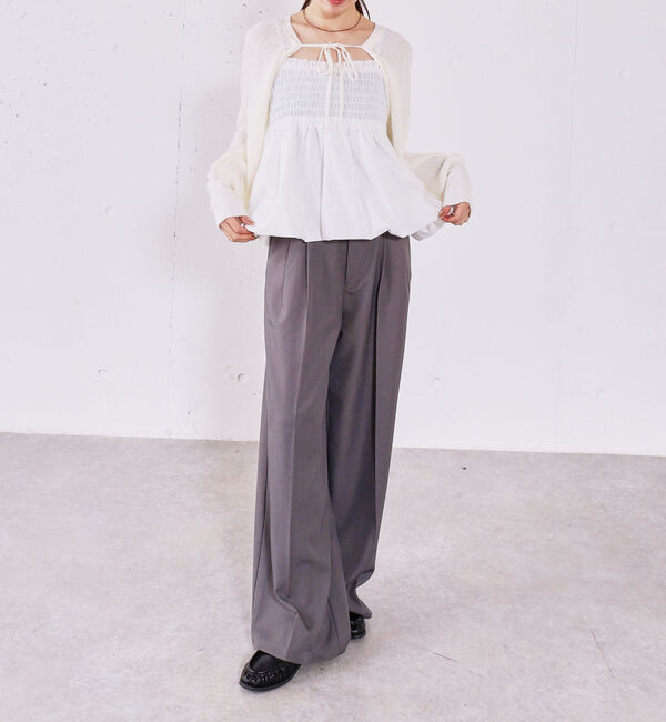 archives「【ＯＮかわ】ベルト付きタックワイドスラックス」|チノ|