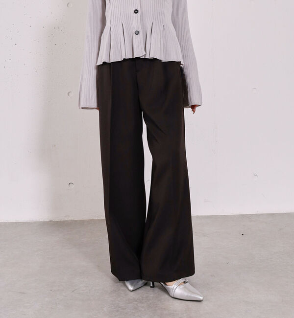 archives「【ＯＮかわ】ベルト付きタックワイドスラックス」|チノ|BLACK