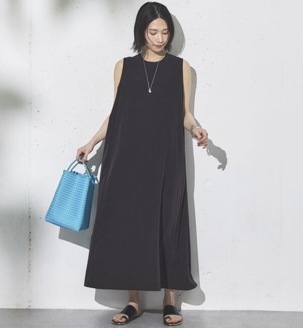 Doux archives「ＵＶ・接触冷感ウォッシャブルドロストノースリワンピース」|ワンピース|BLACK
