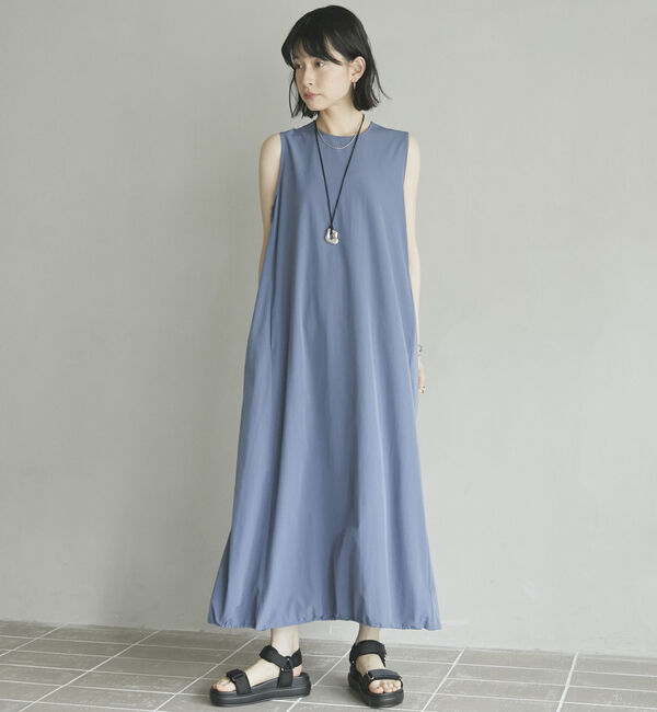 Doux archives「ＵＶ・接触冷感ウォッシャブルドロストノースリワンピース」|ワンピース|