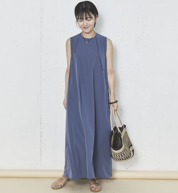 Doux archives「ＵＶ・接触冷感ウォッシャブルドロストノースリワンピース」|ワンピース|