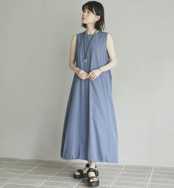 Doux archives「ＵＶ・接触冷感ウォッシャブルドロストノースリワンピース」|ワンピース|