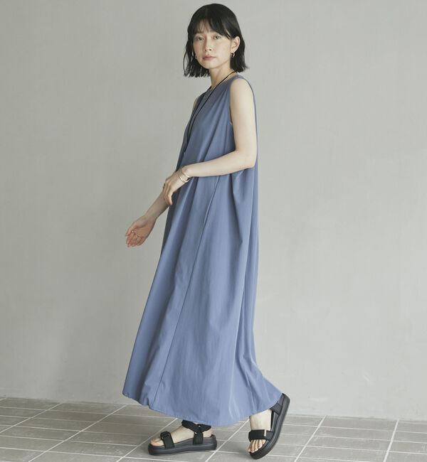 Doux archives「ＵＶ・接触冷感ウォッシャブルドロストノースリワンピース」|ワンピース|