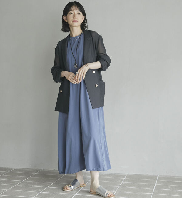 Doux archives「ＵＶ・接触冷感ウォッシャブルドロストノースリワンピース」|ワンピース|