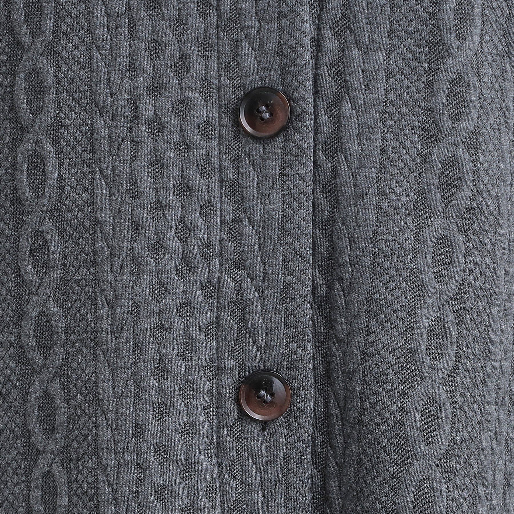 SHOO･LA･RUE「【裏面ベロアであったか】体型をカバーしながらスマートに魅せる ケーブルジャガードコーディガン」|カーディガン|