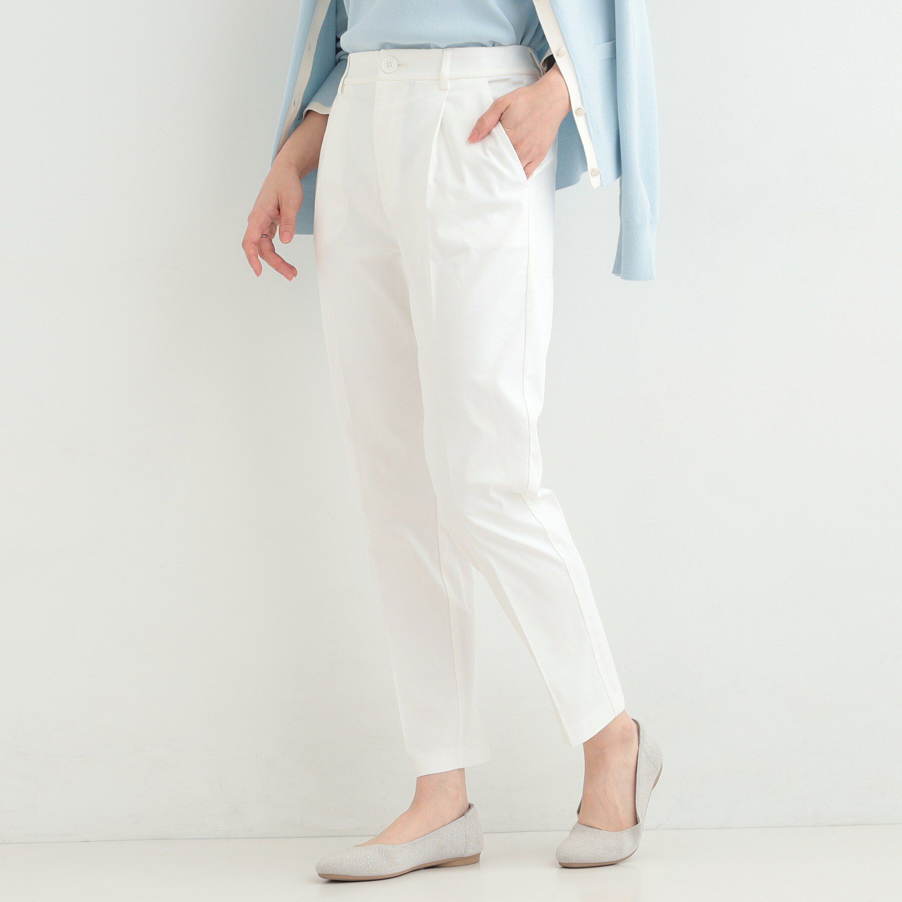 SHOO･LA･RUE「【洗濯機可/SS-LL/美脚シルエット】脚を真っ直ぐに見せてくれる スティックパンツ」|その他|ホワイト(001)