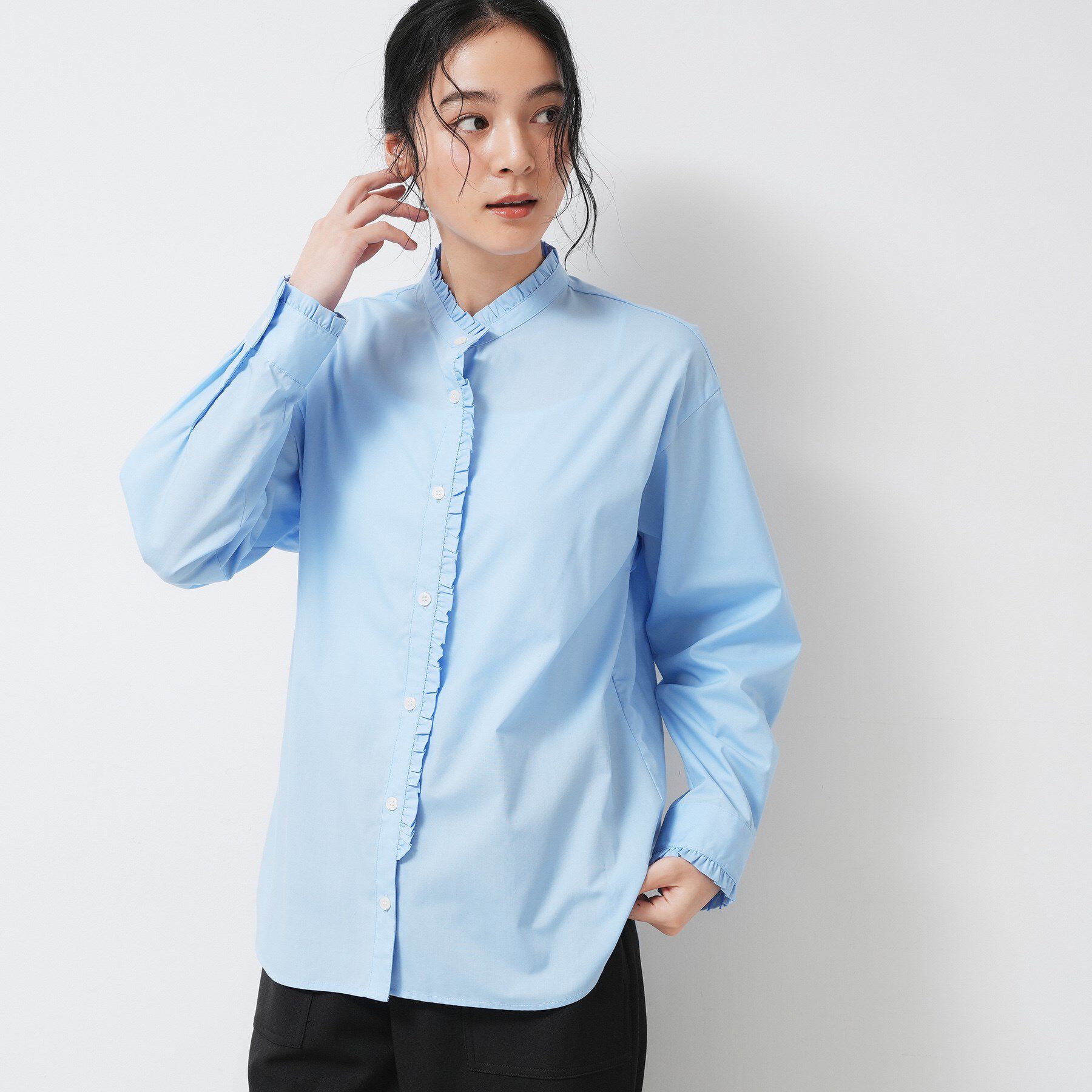 Dessin「【洗える】フリルネックブラウス」|シャツ・ブラウス|