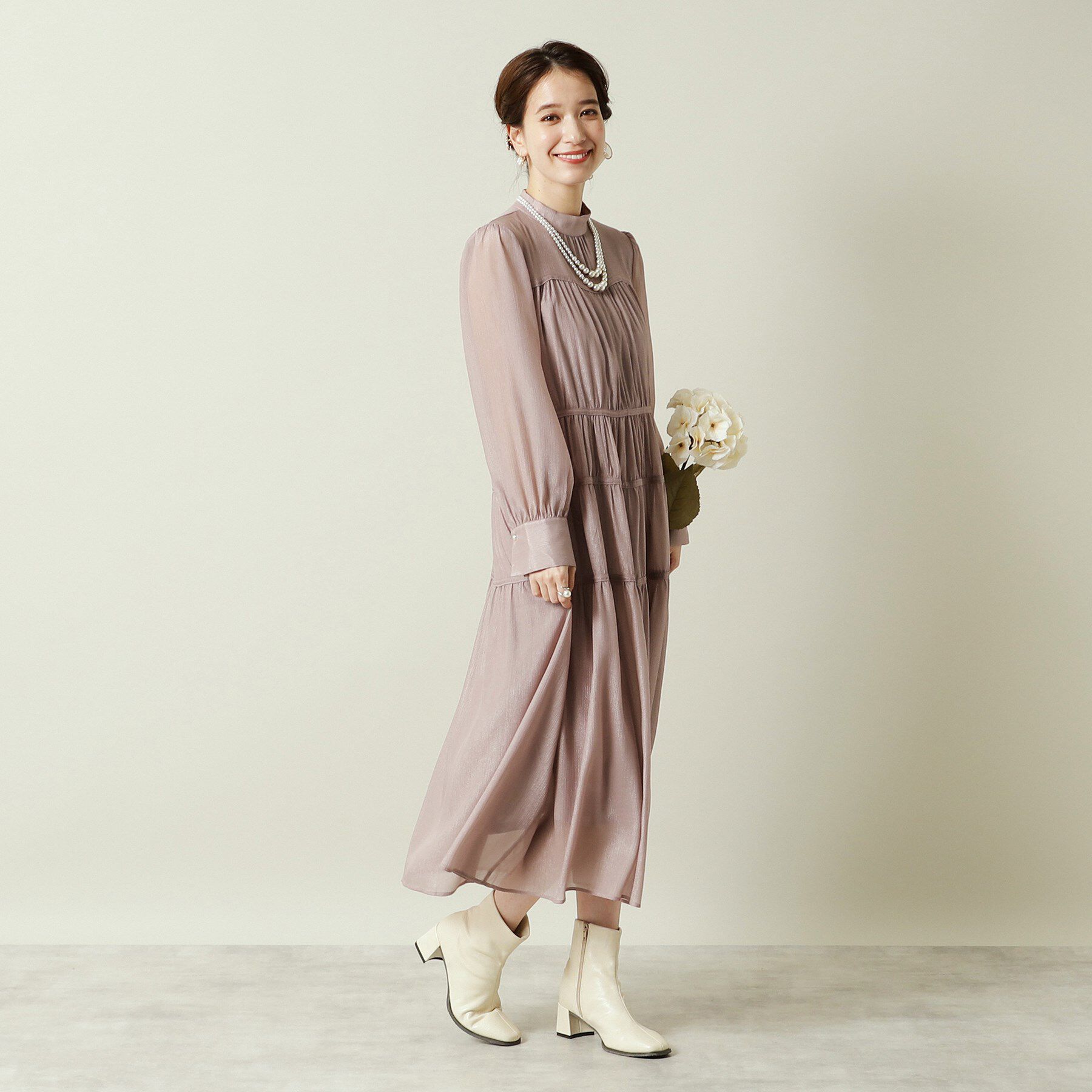 ITS&rsquo;DEMO「【結婚式・パーティに】シャイニー楊柳ワンピース＜ドレスコレクション＞」|ワンピース|