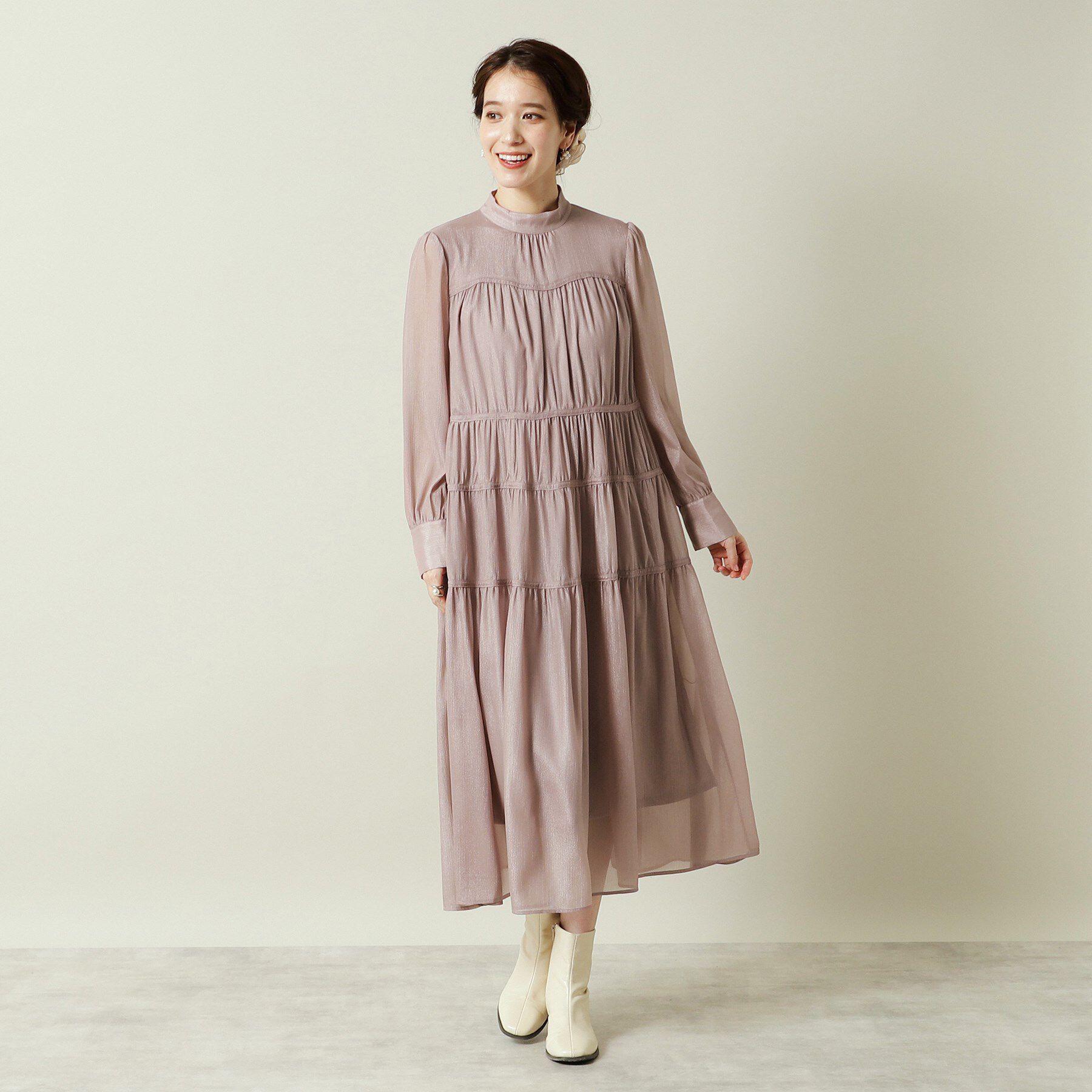 ITS&rsquo;DEMO「【結婚式・パーティに】シャイニー楊柳ワンピース＜ドレスコレクション＞」|ワンピース|