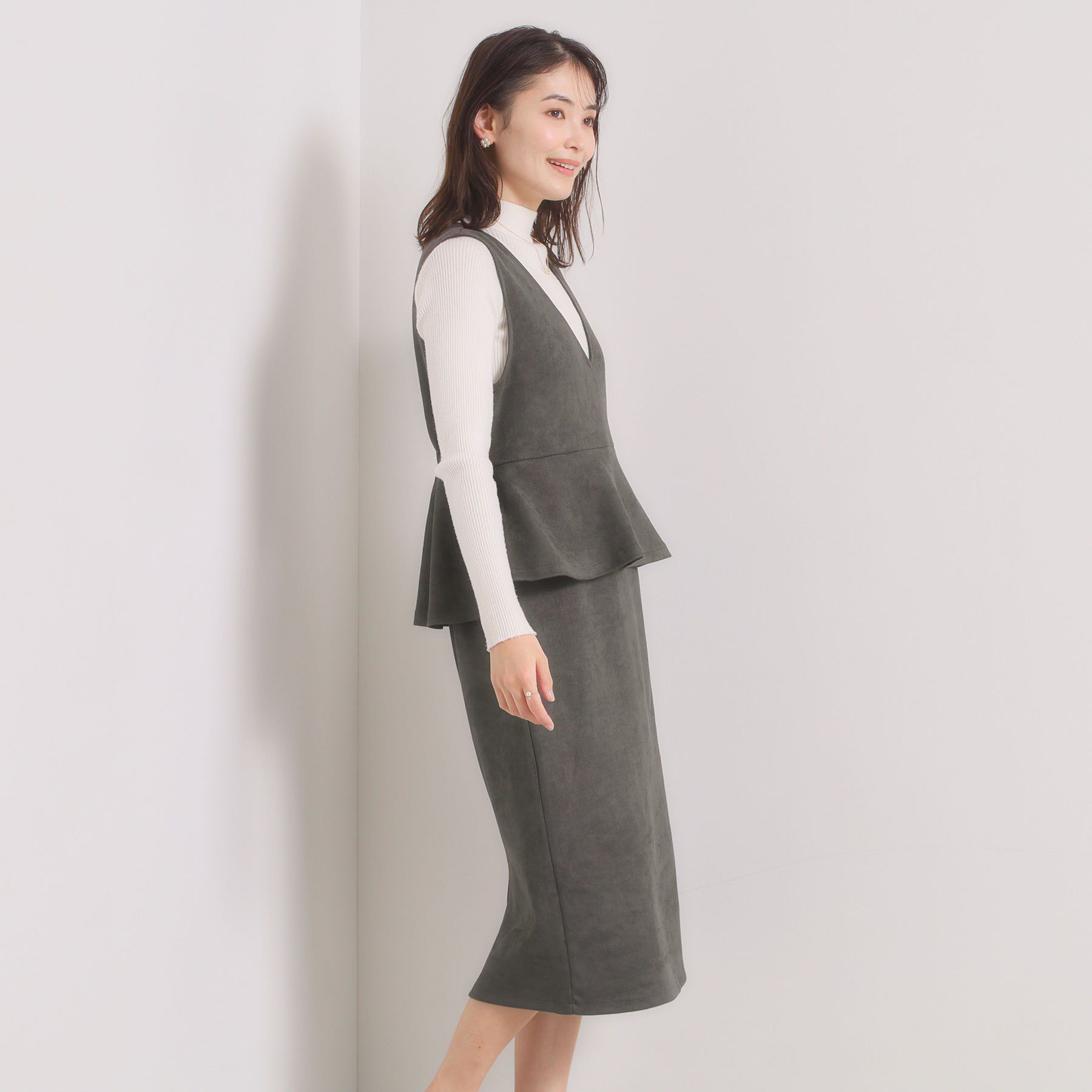 ITS&rsquo;DEMO「【手洗い可／ウエストゴム】カットスエードジャンスカ」|ワンピース|