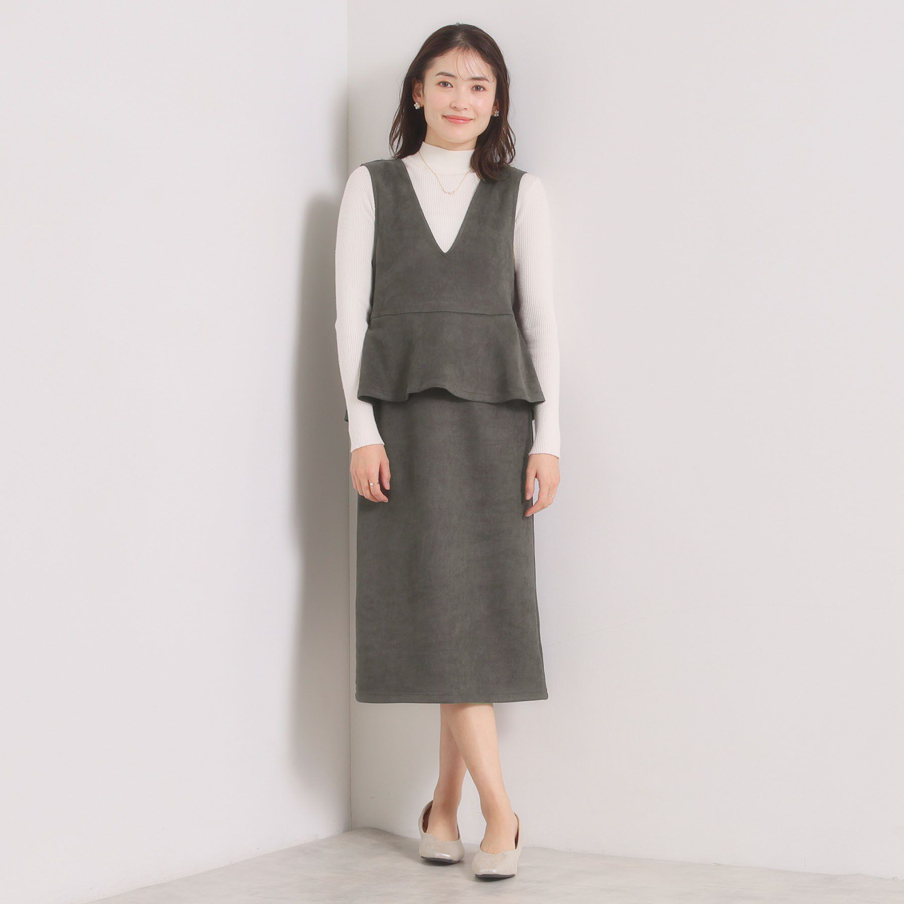 ITS&rsquo;DEMO「【手洗い可／ウエストゴム】カットスエードジャンスカ」|ワンピース|