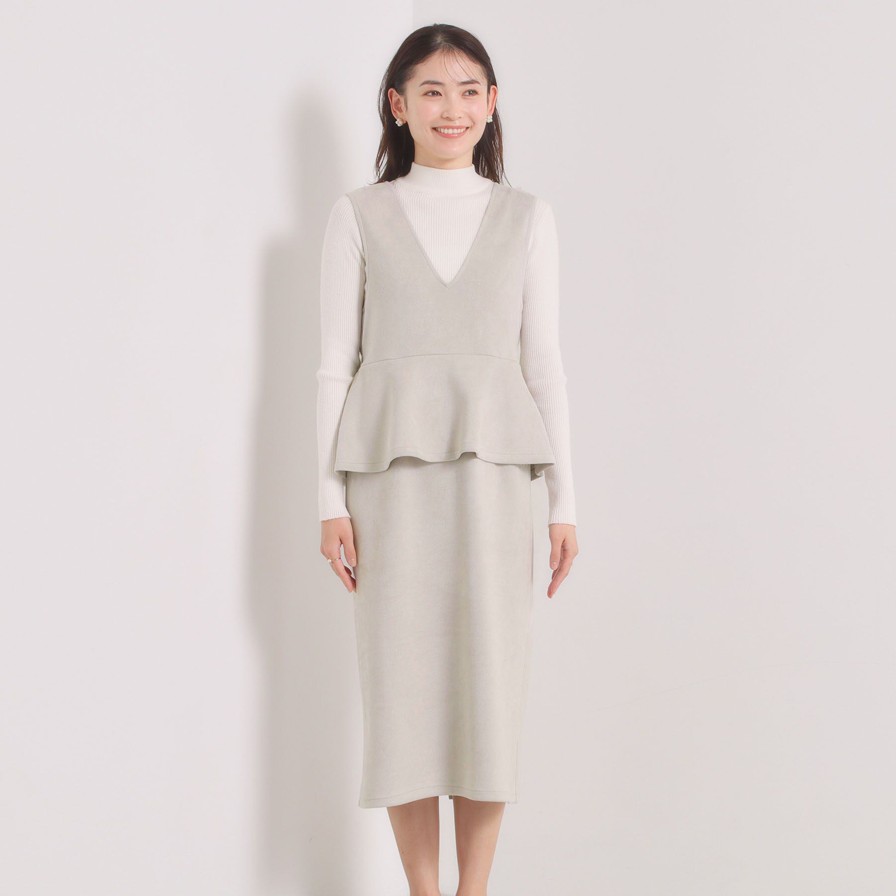 ITS&rsquo;DEMO「【手洗い可／ウエストゴム】カットスエードジャンスカ」|ワンピース|