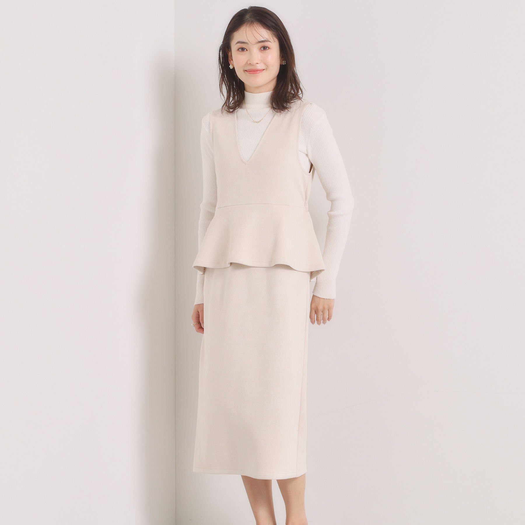 ITS&rsquo;DEMO「【手洗い可／ウエストゴム】カットスエードジャンスカ」|ワンピース|