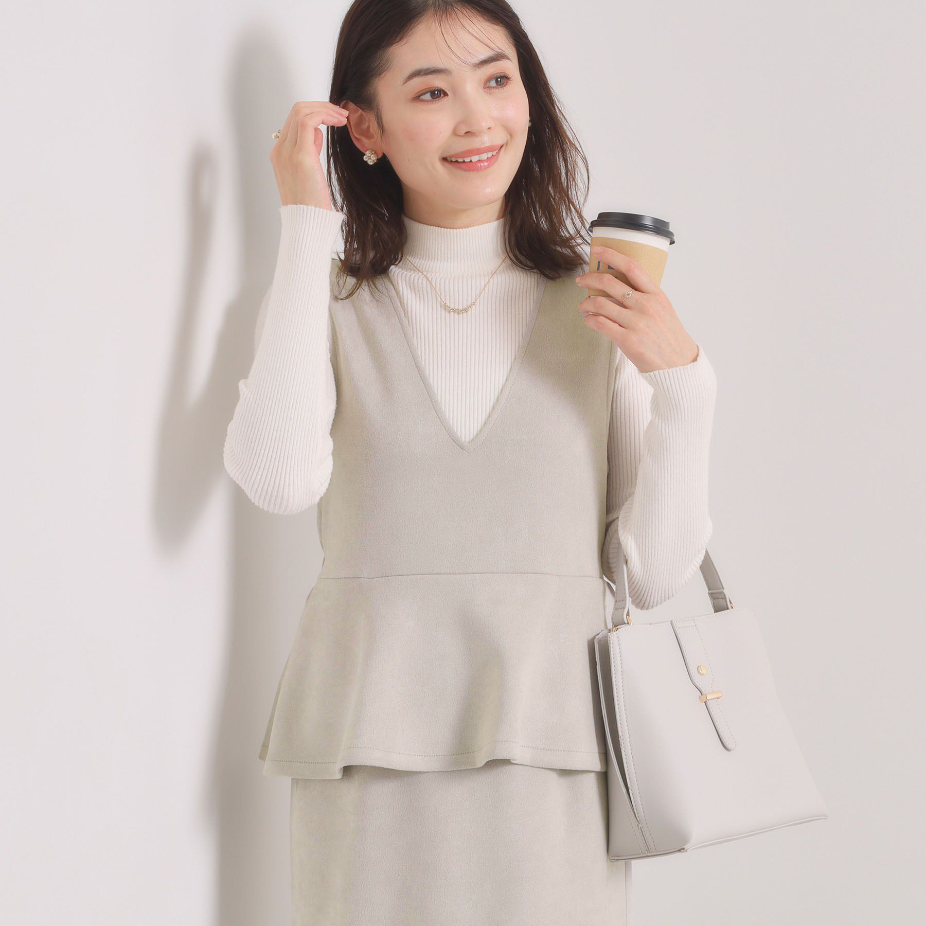 ITS&rsquo;DEMO「【手洗い可／ウエストゴム】カットスエードジャンスカ」|ワンピース|