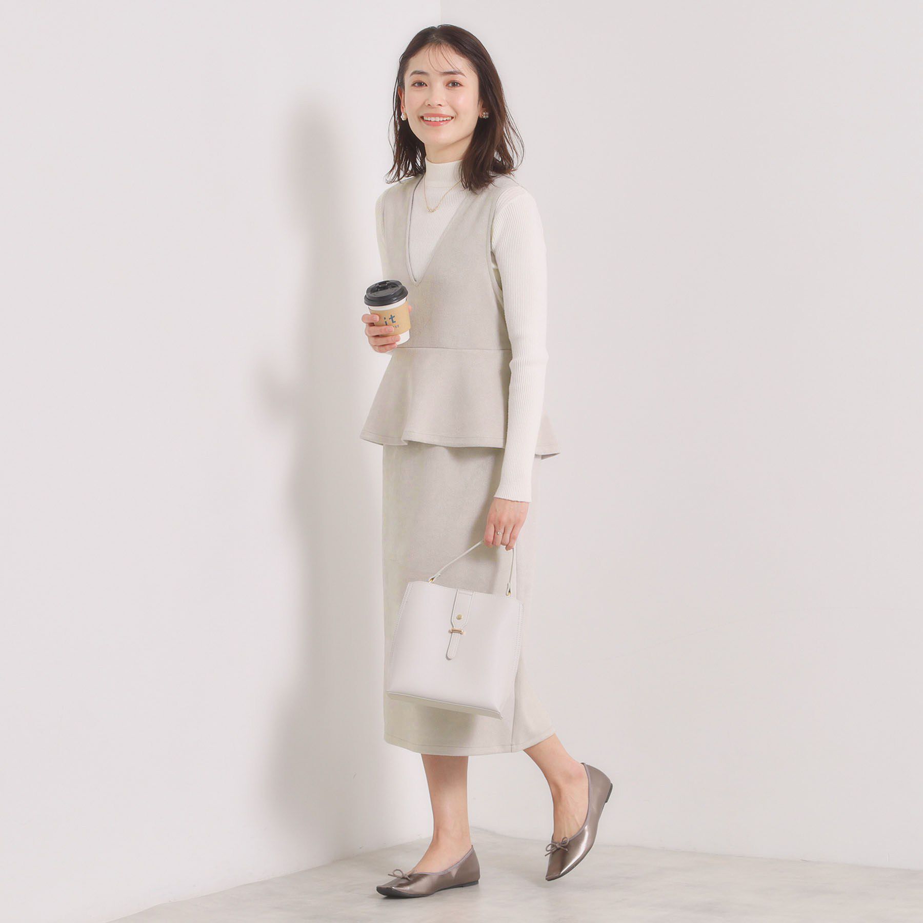 ITS&rsquo;DEMO「【手洗い可／ウエストゴム】カットスエードジャンスカ」|ワンピース|