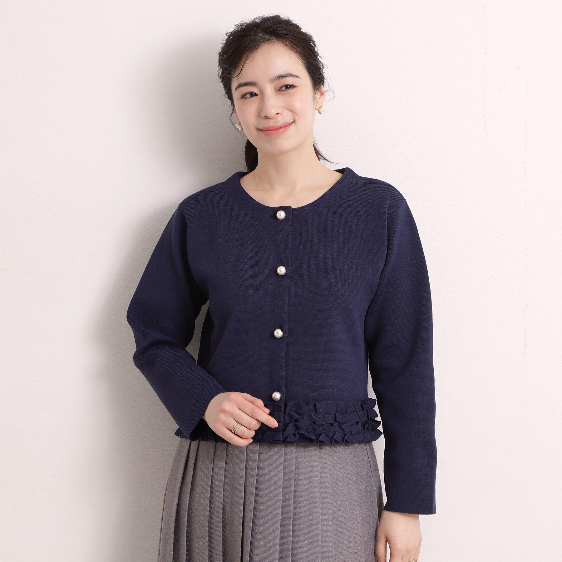 ITS&rsquo;DEMO「【手洗い可／入卒】裾フリルニットカーディガン」|カーディガン|