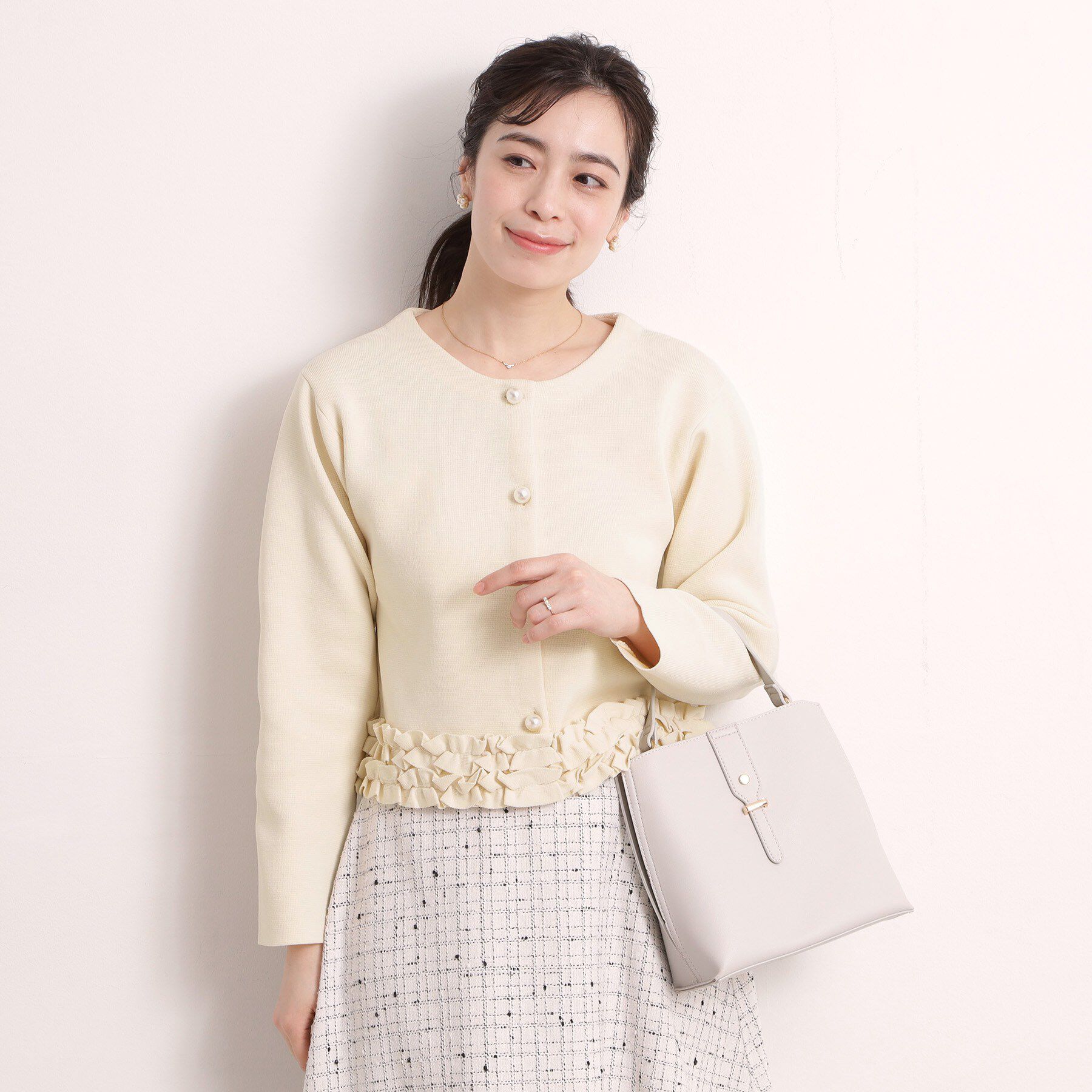 ITS&rsquo;DEMO「【手洗い可／入卒】裾フリルニットカーディガン」|カーディガン|